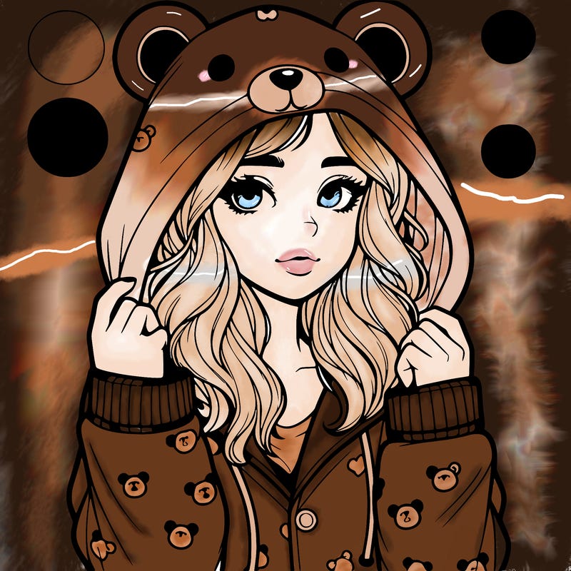 realistic girl in a animal pjs hoodie