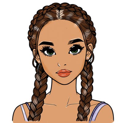 realistic girl with braids