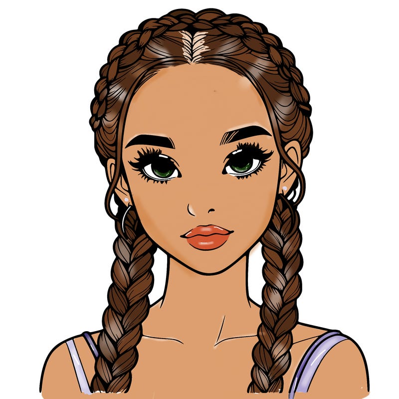 realistic girl with braids