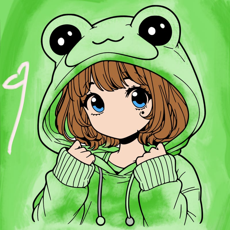 a cute teenage girl wearing a frog hoodie