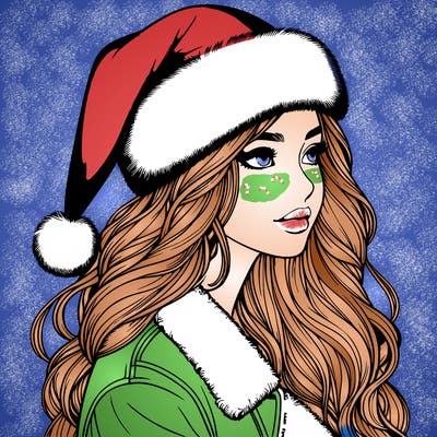 realistic girl in santa hat