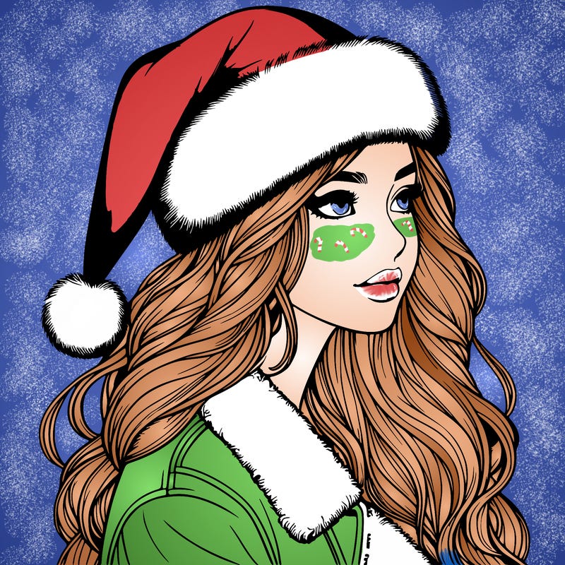 realistic girl in santa hat