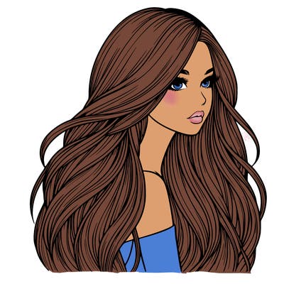 realistic girl with long realistic hair