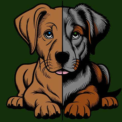 realistic dog split picture