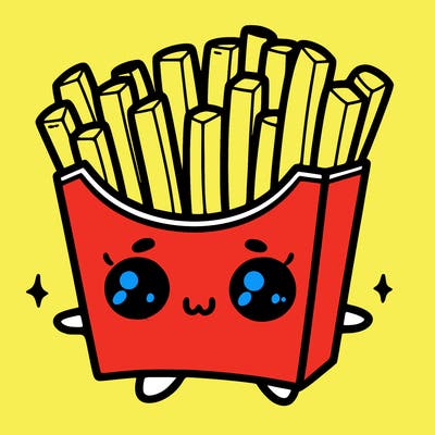 a cute. french fries