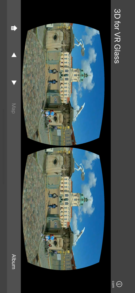 3D for VR Glass - Side-by-side 3D spatial photo of a historical building in the 3D for VR Glass app interface
