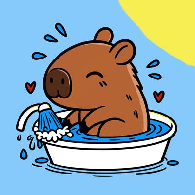 capybara taking a bath