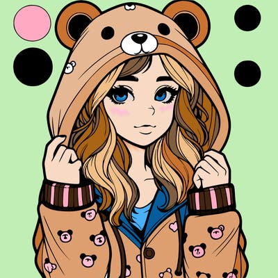 realistic girl in a animal pjs hoodie