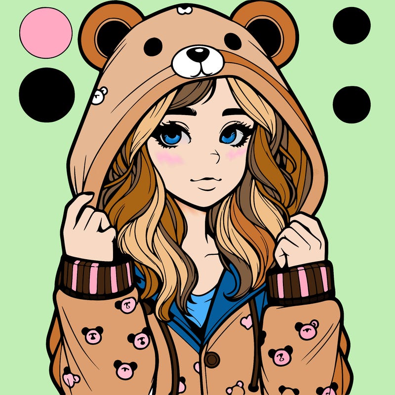 realistic girl in a animal pjs hoodie