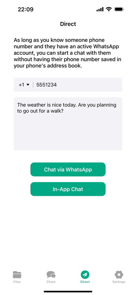 Clonapp Messenger - WA Web - Direct messaging interface for sending WhatsApp messages without saving contacts