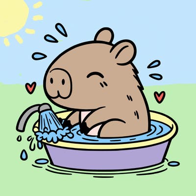 capybara taking a bath