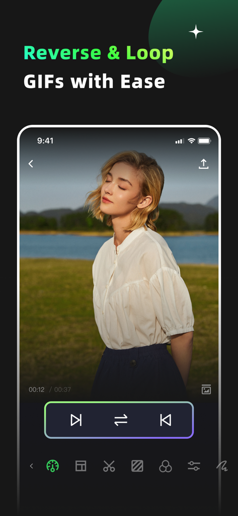 Mobile app interface for reversing and looping GIFs with ease