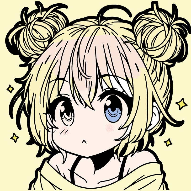 a manga girl with messy small buns