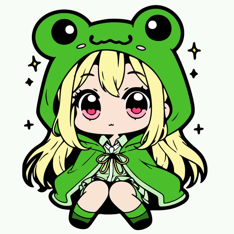 chibi girl with frog hoodie