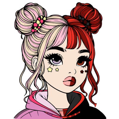 realistic girl with space buns