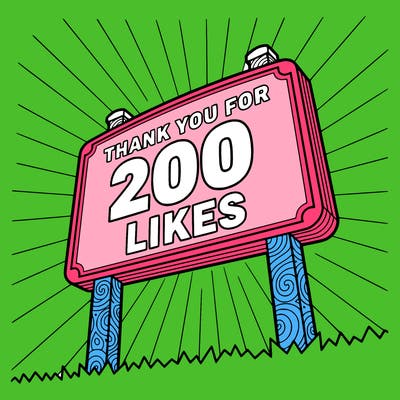 thank you for 200 likes sign