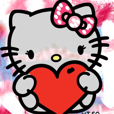 hello kitty with a hart