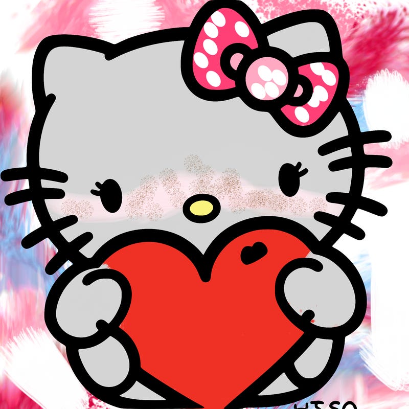hello kitty with a hart