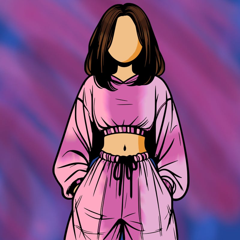 realistic girl faceless with baggy pants and a crop top