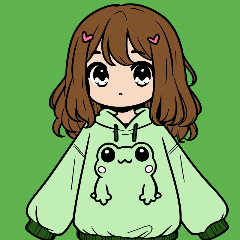 girl wearing frogging sweatshirt