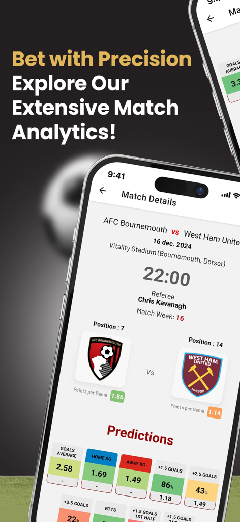 XpertStats Betting Tips - XpertStats mobile app screen showing soccer match analysis and betting predictions