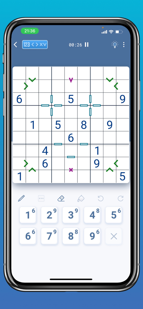 Sudoku & Variants by Logic Wiz - Gameplay screen of Sudoku and Variants by Logic Wiz app featuring a logic puzzle grid