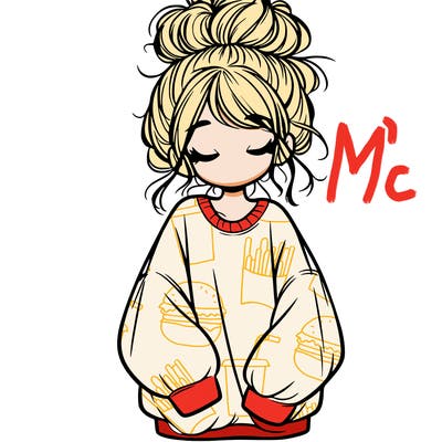 girl with baggy sweatshirt and messy bun