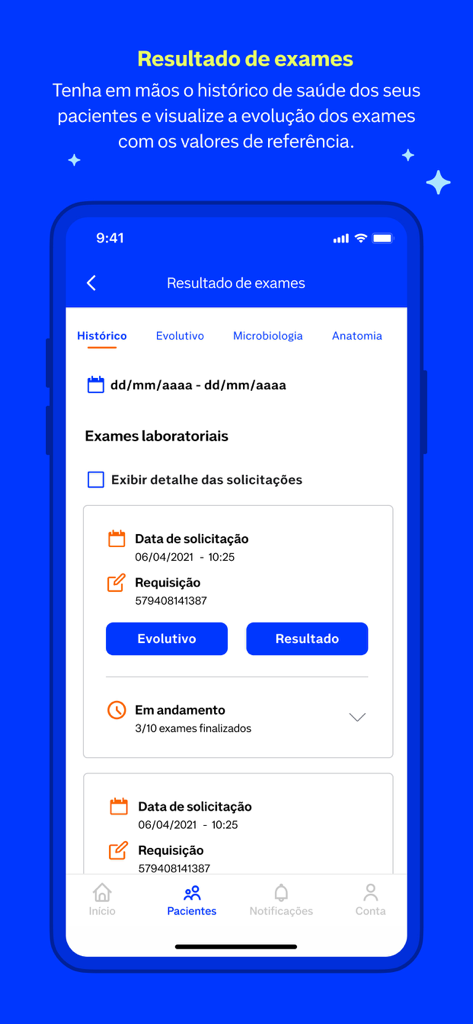 Nav Pro - Nav Pro app screen showing patient laboratory exam results and status.