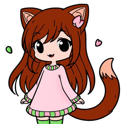 girl with cat ears and tail
