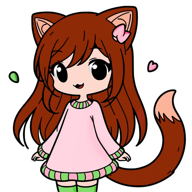 girl with cat ears and tail