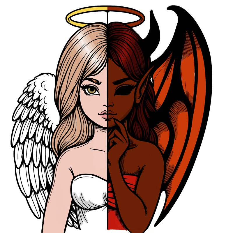 realistic angel half demon