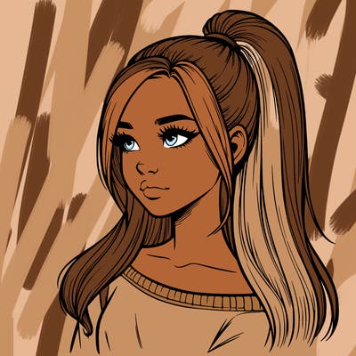 realistic girl with a high ponytail