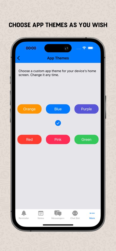 Dual Messenger+ - Interface of Dual Messenger plus app showing various color theme options for customization