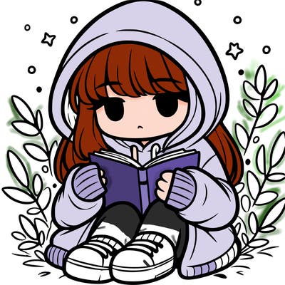 girl in oversized hoodie reading a book