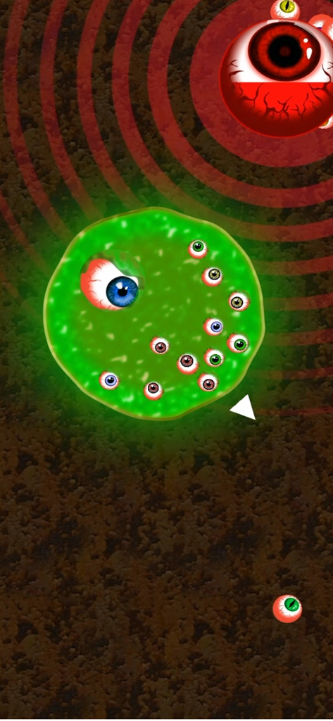 Alien Blob io - A green blob with multiple eyes competing against a larger red blob in Alien Blob io