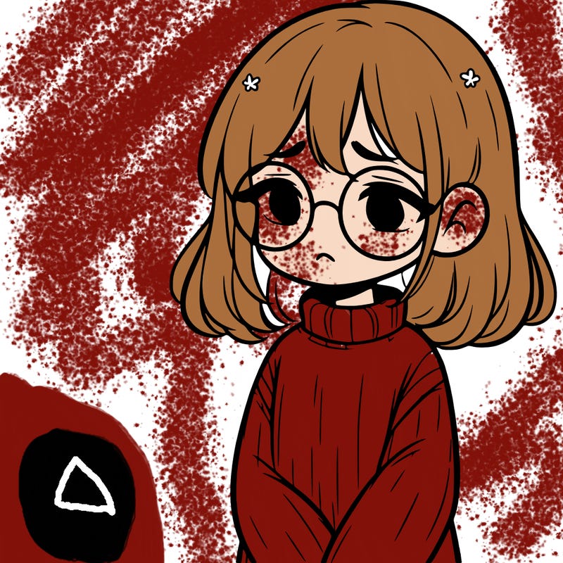 sad girl with glasses in a sweater