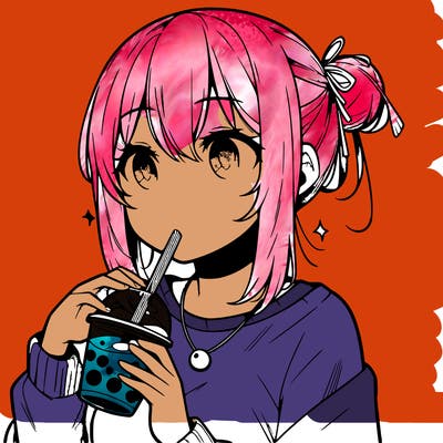 manga character drinking boba
