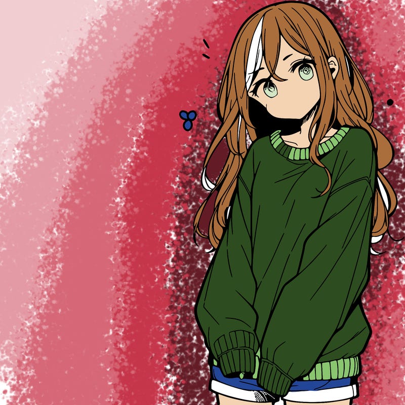 manga teen girl  in a sweater and baggy pants