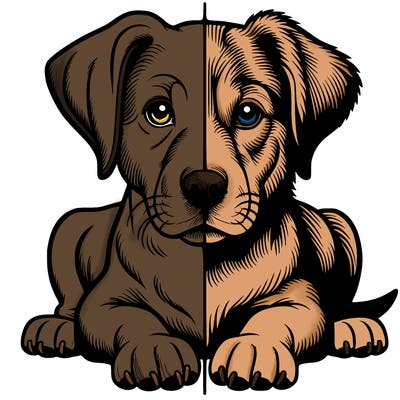 realistic dog split picture