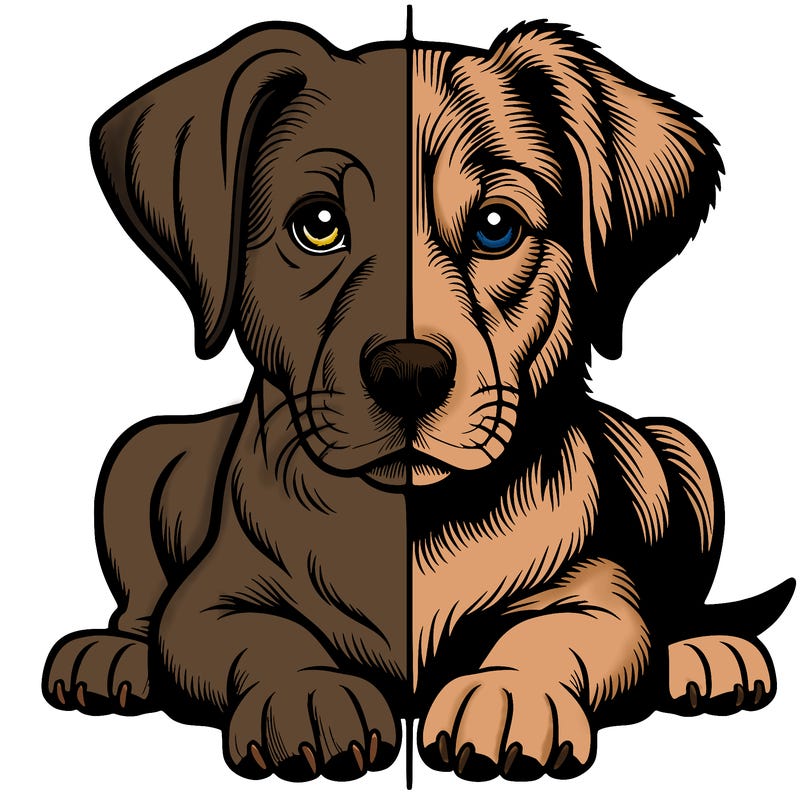 realistic dog split picture