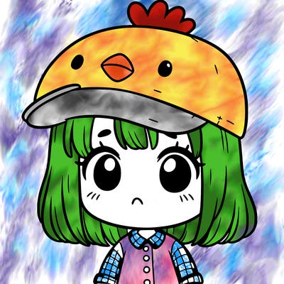 cute girl with chicken hat