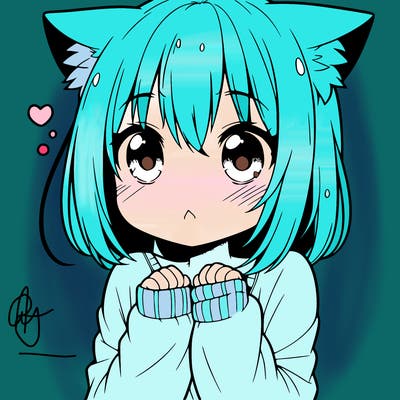 shy anime catgirl