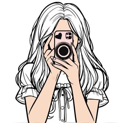 a realistic girl holding her phone taking pictures