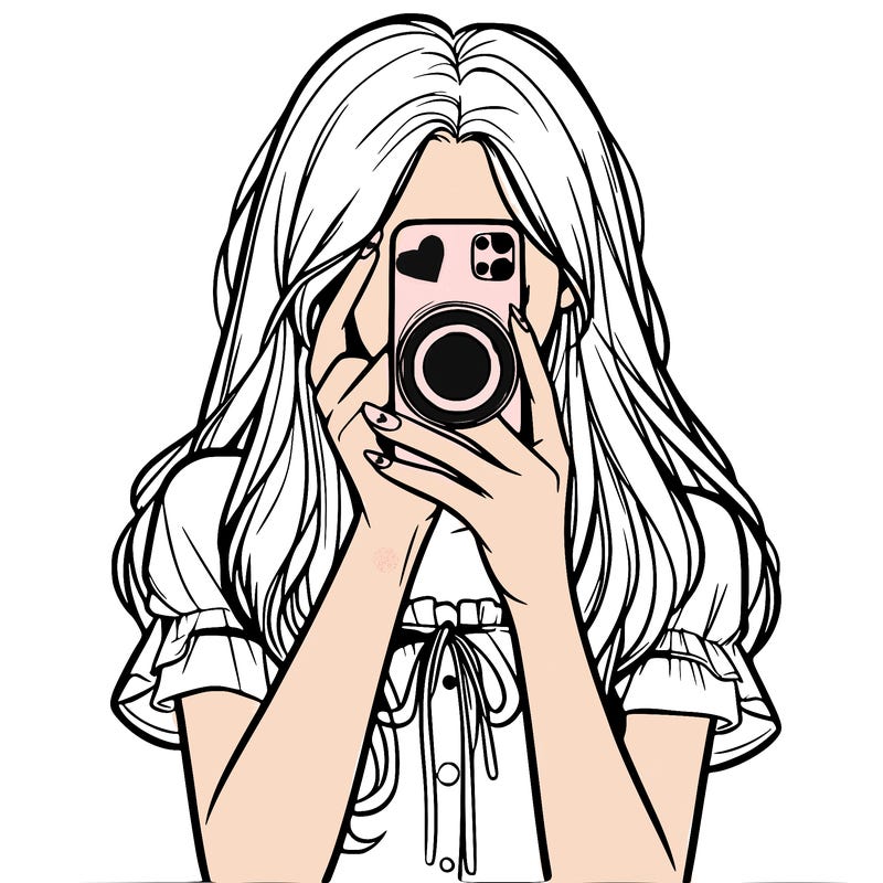 a realistic girl holding her phone taking pictures