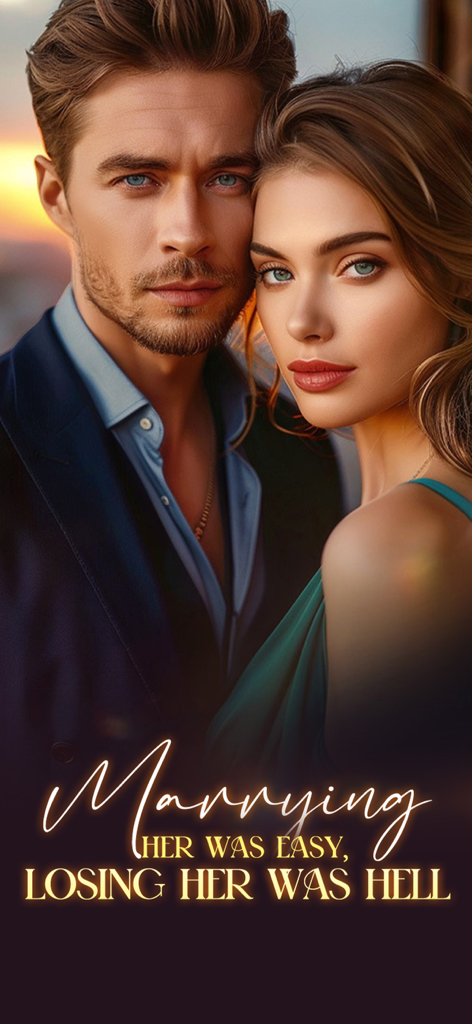 A man and a woman on a romance book cover with the title Marrying Her Was Easy Losing Her Was Hell