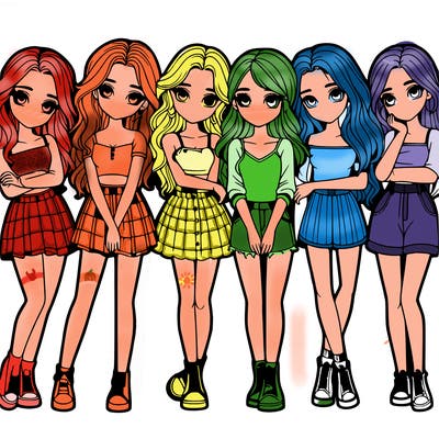 a group of girls realistic