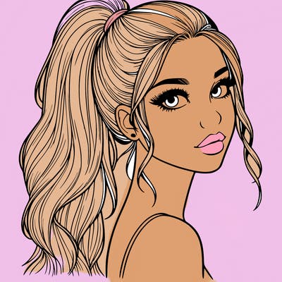 realistic pretty girl with high pony tail