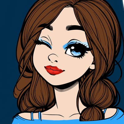 realistic girl with squinted eyes