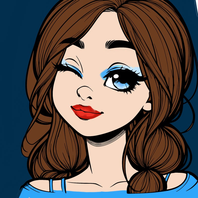 realistic girl with squinted eyes