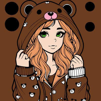 realistic girl in a animal pjs hoodie